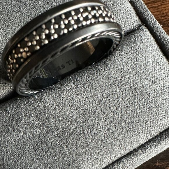 David Yurman Streamline Two Row Band Ring w/ Black Diamonds - Size 10 - Picture 13 of 16